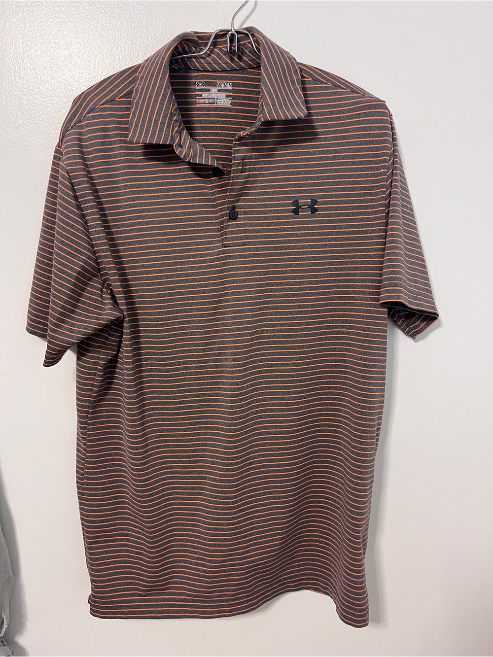 Under Armour Men's Brown and Orange Thin-Stripe Polo